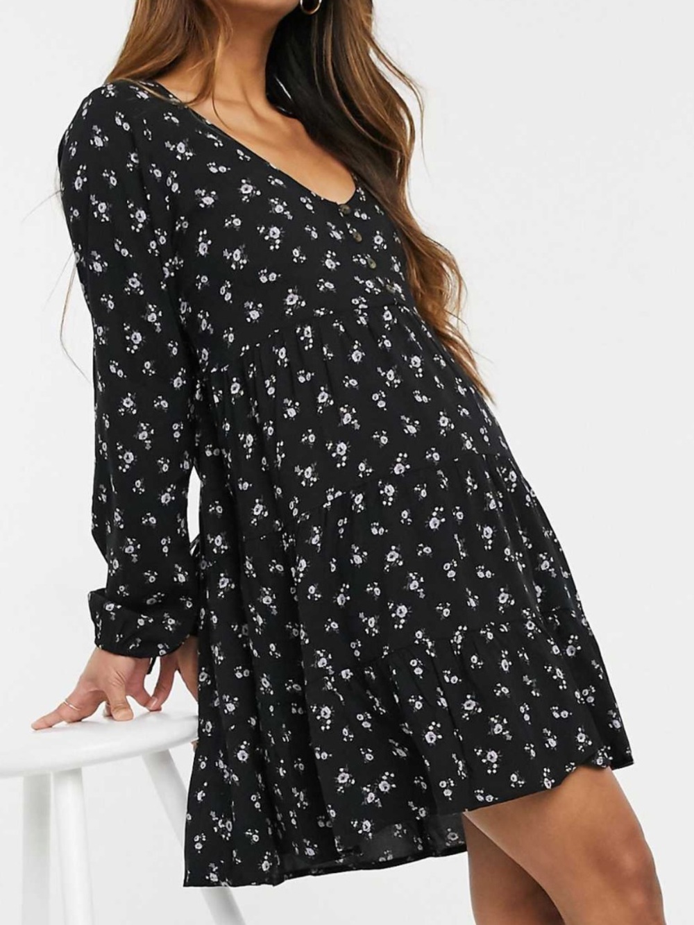 Hollister Black Dress with White Floral Print - Picture 5 of 5